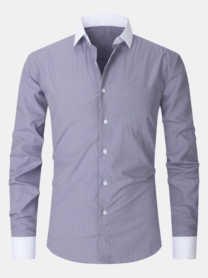 Chemise Rayée Coupe Tailleur – Col Classique