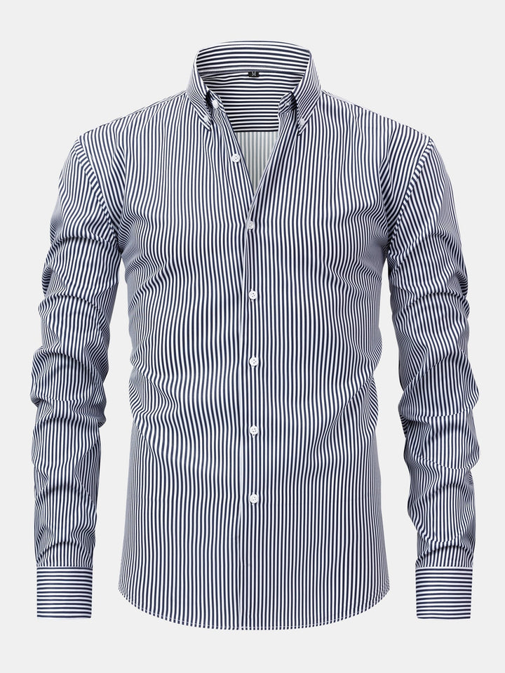 Chemise Rayée Coupe Tailleur – Col Classique
