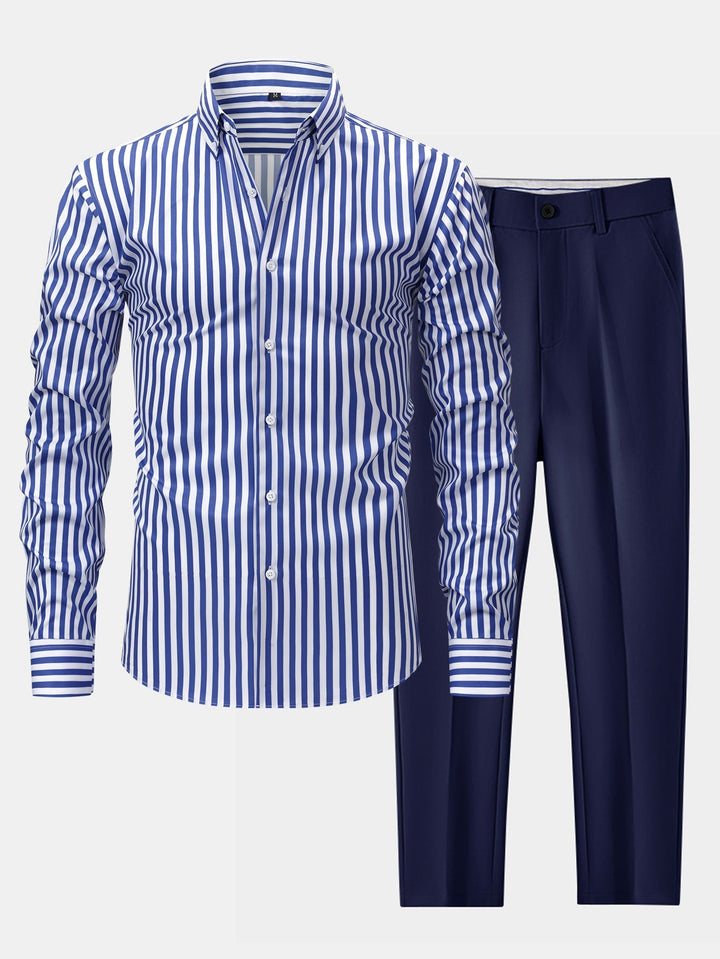 Chemise Rayée Coupe Tailleur & Pantalon