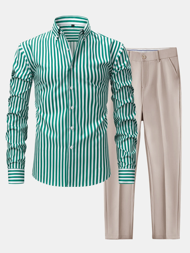 Chemise Rayée Coupe Tailleur & Pantalon