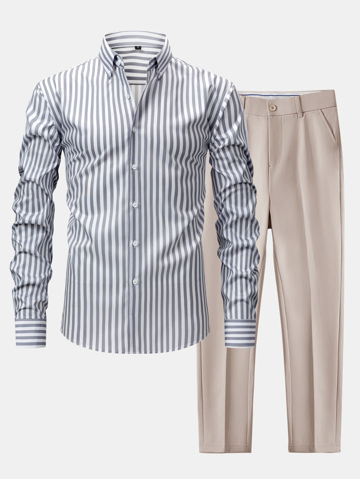 Chemise Rayée Coupe Tailleur & Pantalon