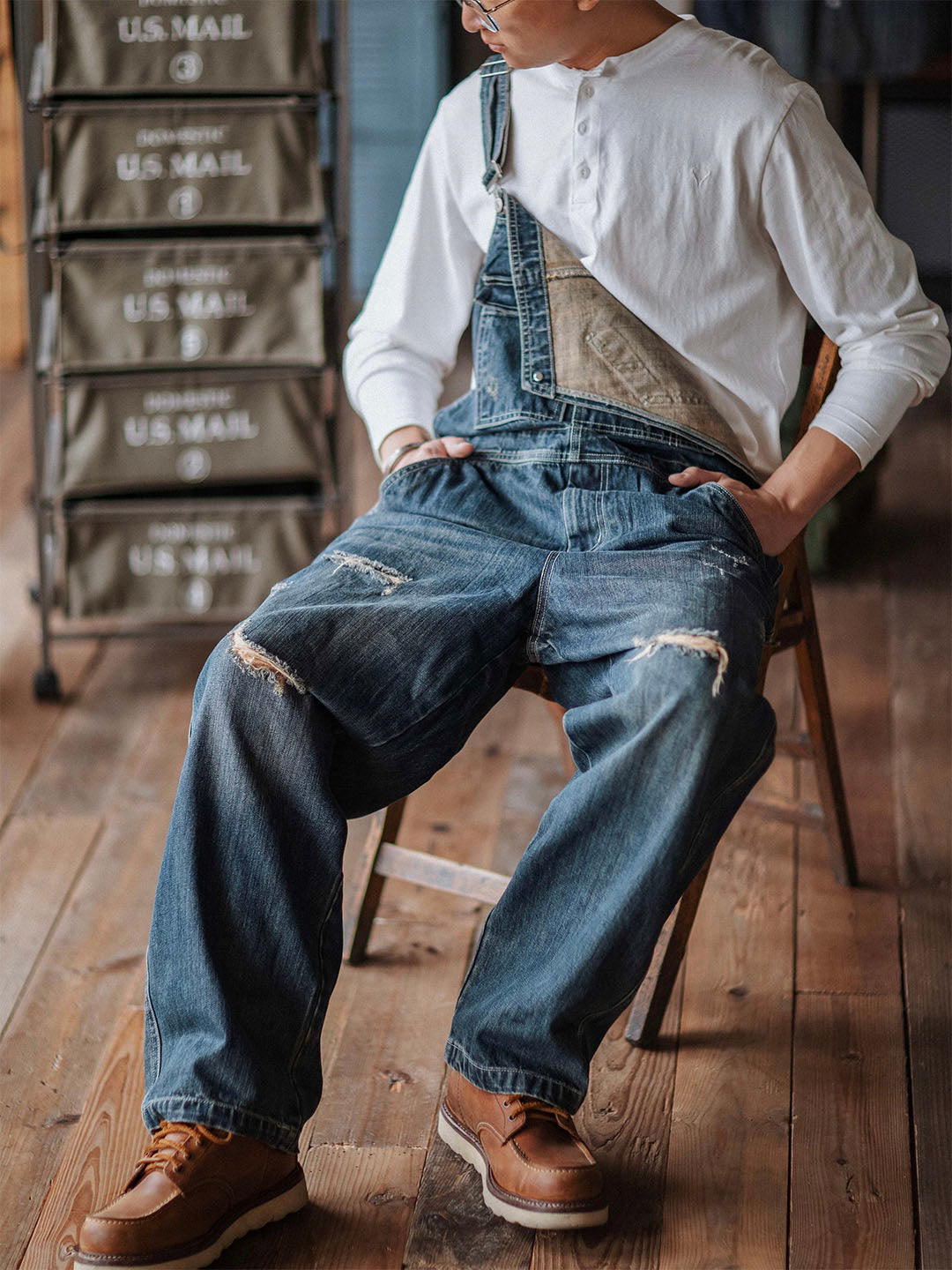 Julien™ | Salopette bleu délavé rétro