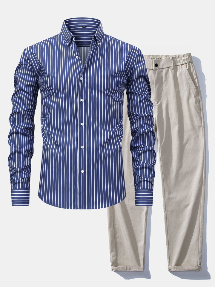 Chemise Rayée Coupe Tailleur & Pantalon