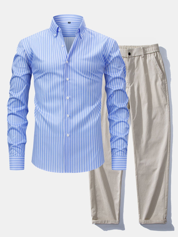 Chemise Rayée Coupe Tailleur & Pantalon