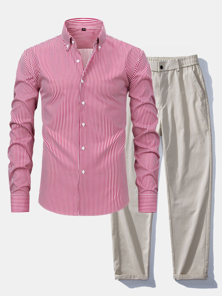 Chemise Rayée Coupe Tailleur & Pantalon