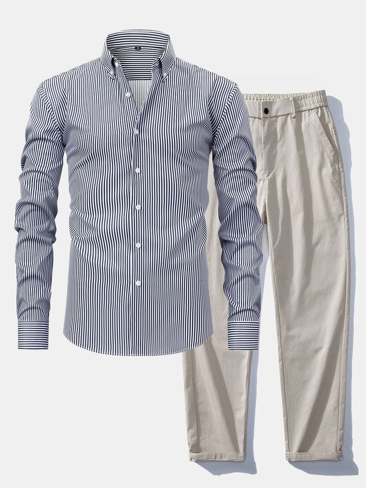 Chemise Rayée Coupe Tailleur & Pantalon