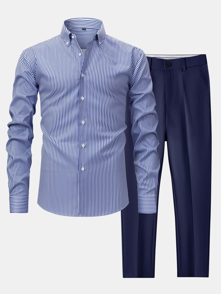 Chemise Rayée Coupe Tailleur & Pantalon