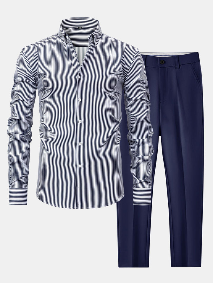 Chemise Rayée Coupe Tailleur & Pantalon