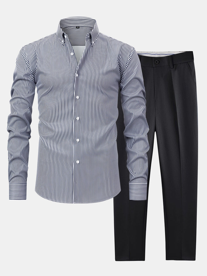 Chemise Rayée Coupe Tailleur & Pantalon