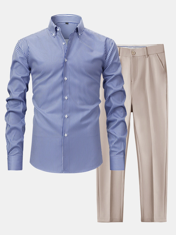 Chemise Rayée Coupe Tailleur & Pantalon