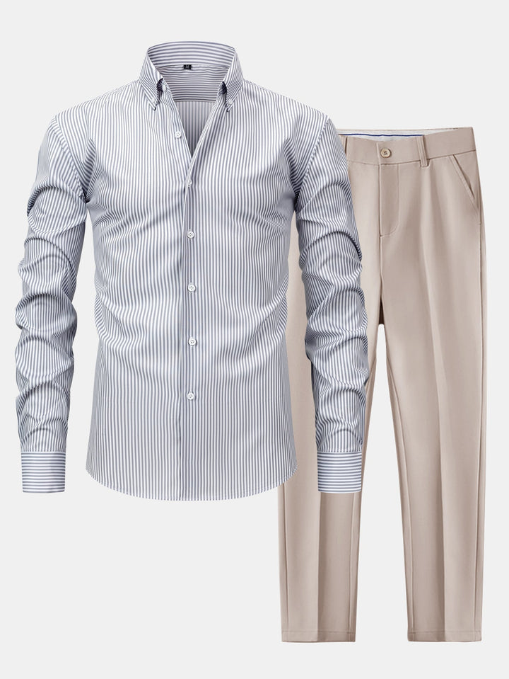 Chemise Rayée Coupe Tailleur & Pantalon
