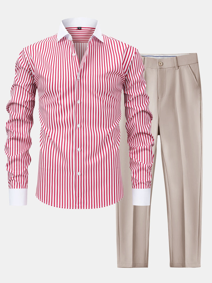 Chemise Rayée Coupe Tailleur & Pantalon