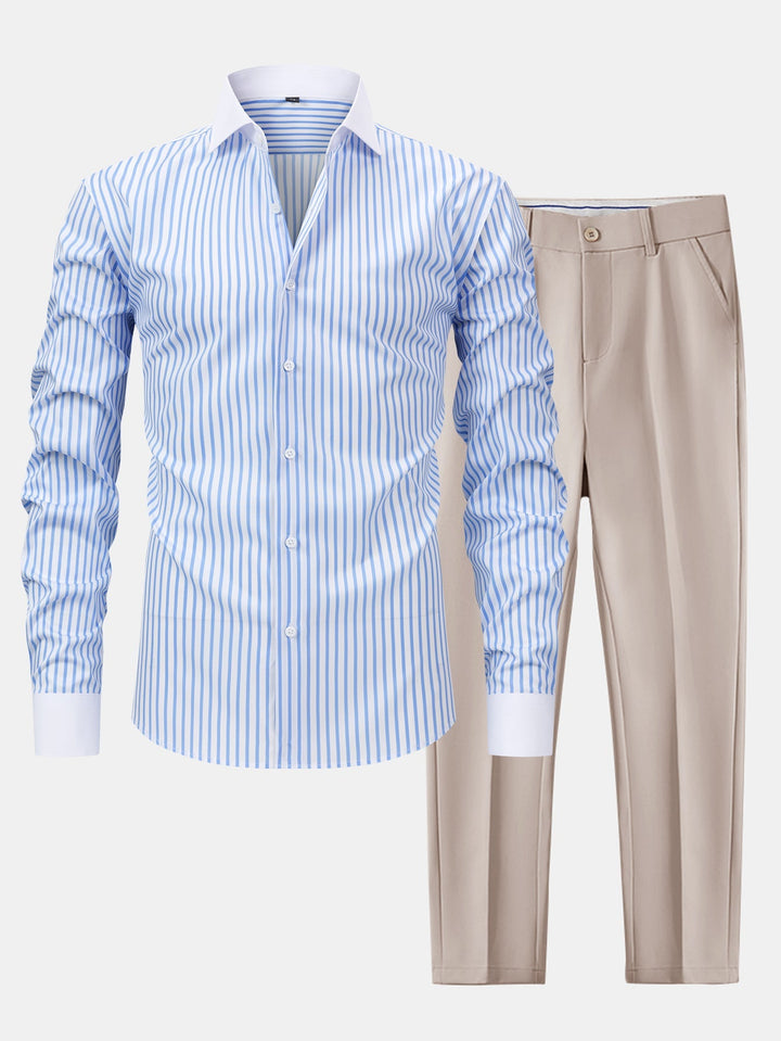 Chemise Rayée Coupe Tailleur & Pantalon