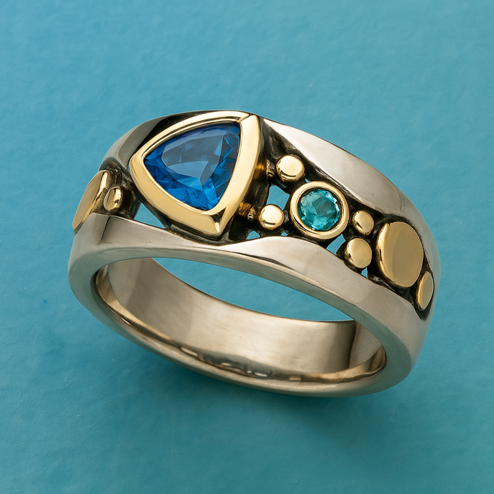 Bague Vintage en Cristal Bleu